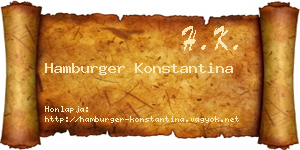 Hamburger Konstantina névjegykártya